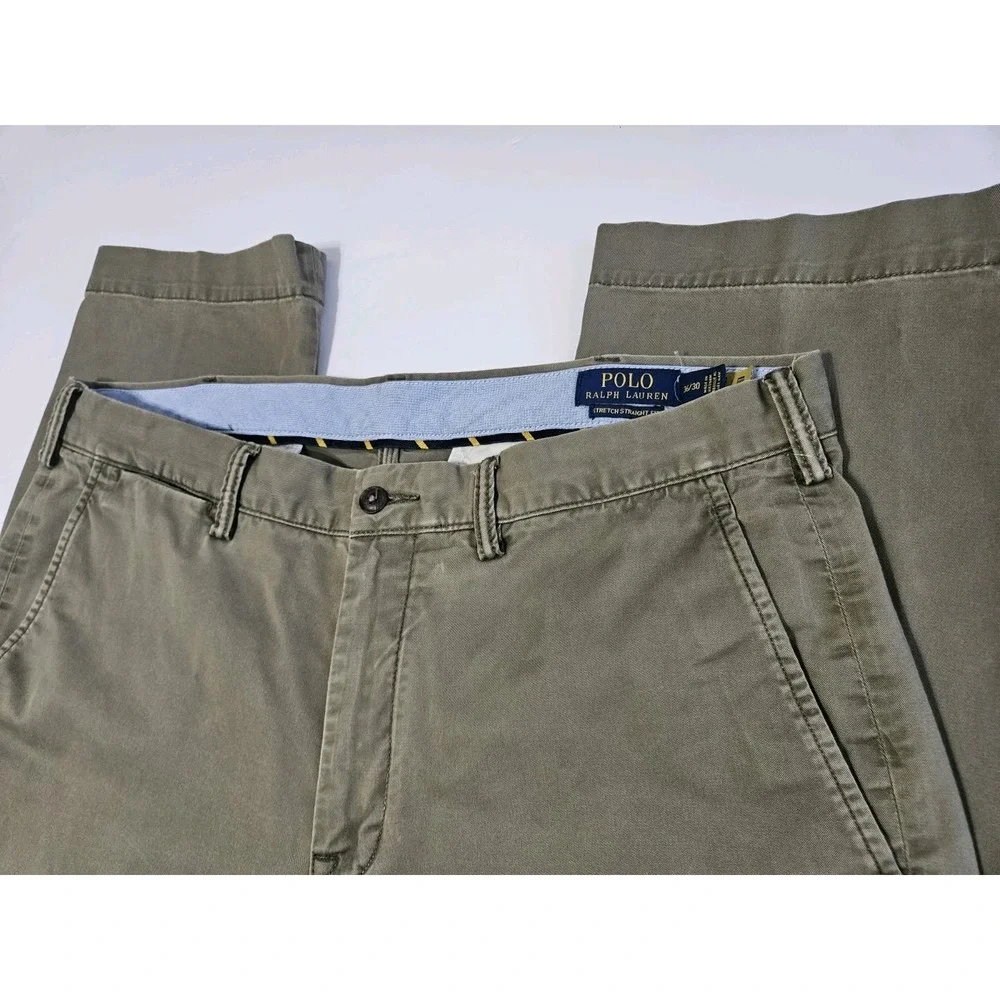 Polo Ralph Lauren Stretch Straight-Fit Chinos in Olive Green Khaki Casual 36×30